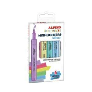 6 Subrayadores Purpurina Alpino